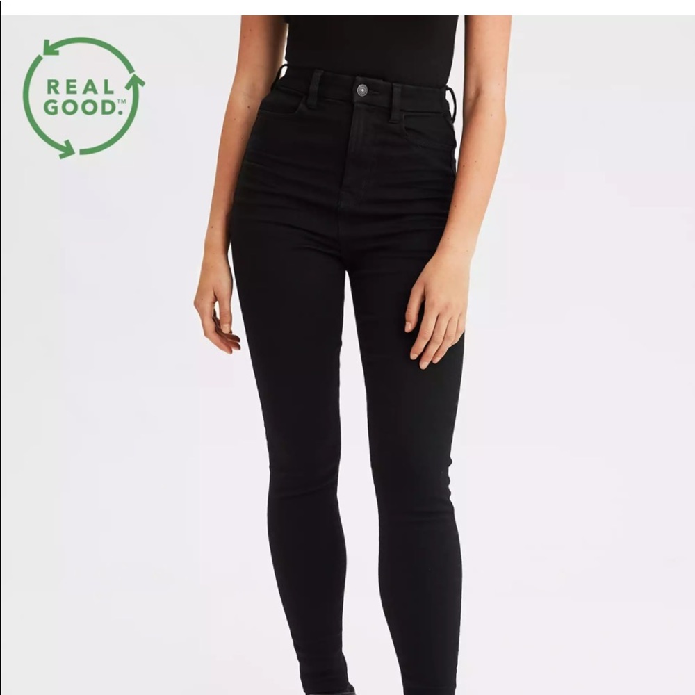 AE High Waist Next Level Stretch Black Denim Size4